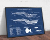 USS Enterprise NCC-1701-D Blueprint, Star Trek Prints, Star Fleet Poster Printable, Star Ship Decor, Spaceship Wall Art, Star Trek Fan Gifts