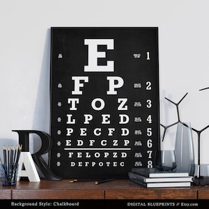 Eye Chart Poster Print, 5 Farben, Optometrist, Optiker, Augen Arzt Geschenke, Augenoptik Dekor, Optometrie Wandkunst, Snellen Eye Chart