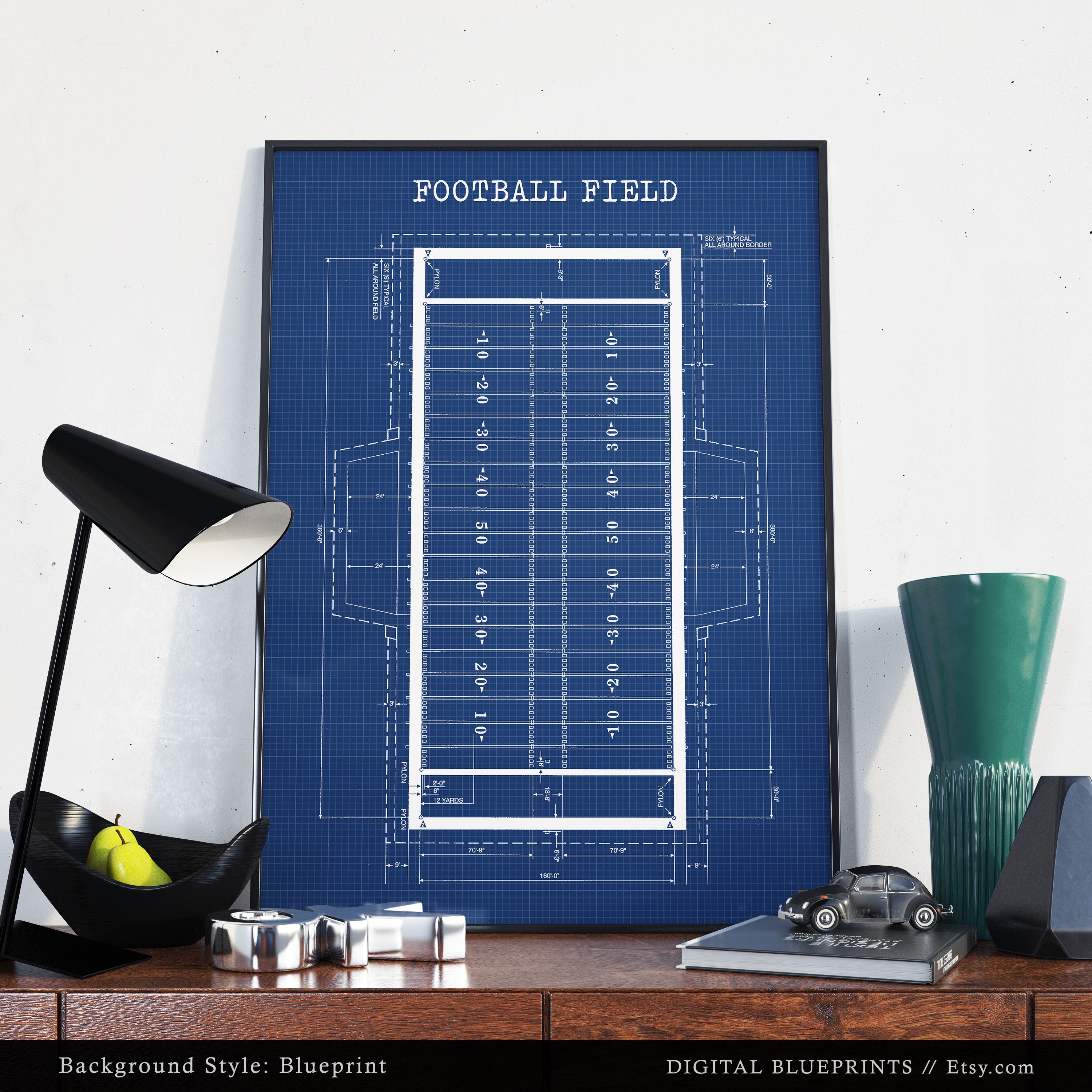 Football Field Diagram American Football Field Dimensions Etsy