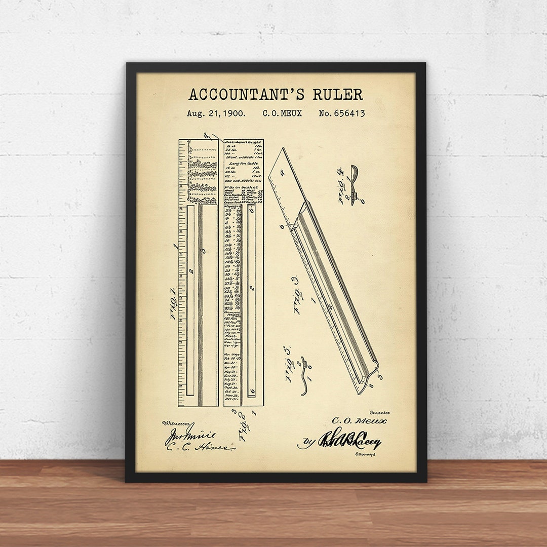 Accountant's Ruler Patent Print, Vintage Ruler Poster Print, Accounting ...