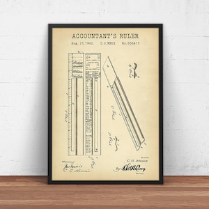 Buchhalter Lineal Patent Print, Vintage Lineal Poster Druck, Buchhaltung Geschenke, Büro Wand Kunst, Business, Managment