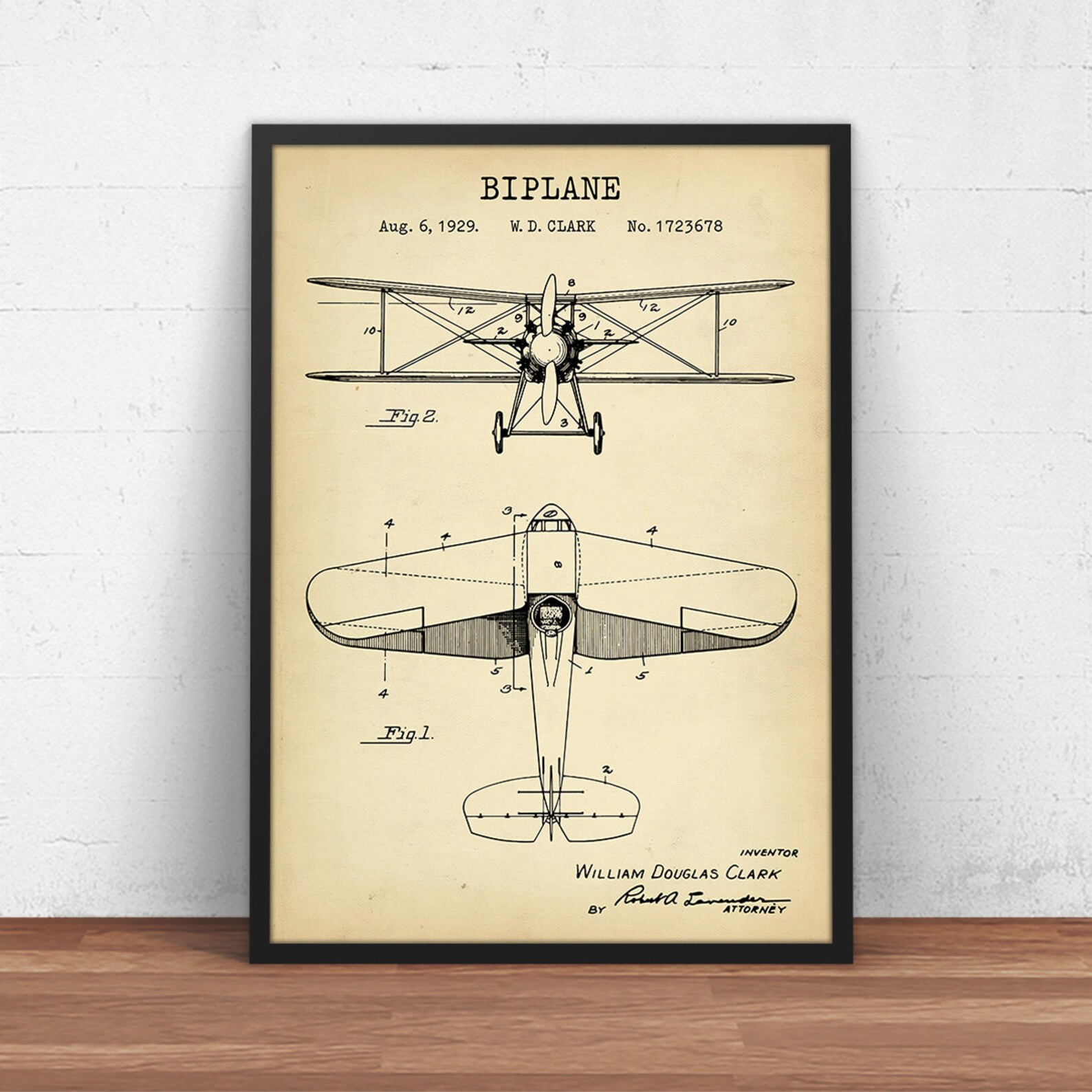 Airplane Patent Print, Staggered Aircraft Blueprint Art, Airfoil Design ...