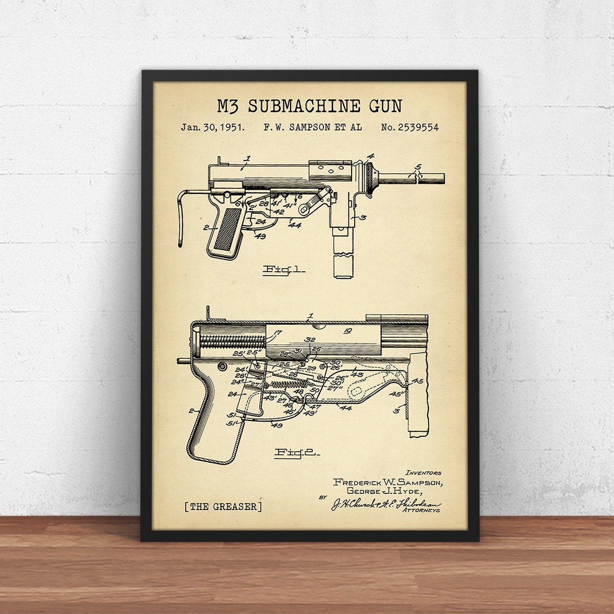 M3 Grease Gun Patent Print M3A1 Blueprint Art the Greaser Etsy UK