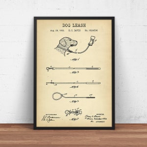 Dog Leash Patent Print, Dog Poster Print, Animal Art, Vet Office Decor, Dog Lover Gifts, Veterinary Wall Art, Veterinarian Doctor