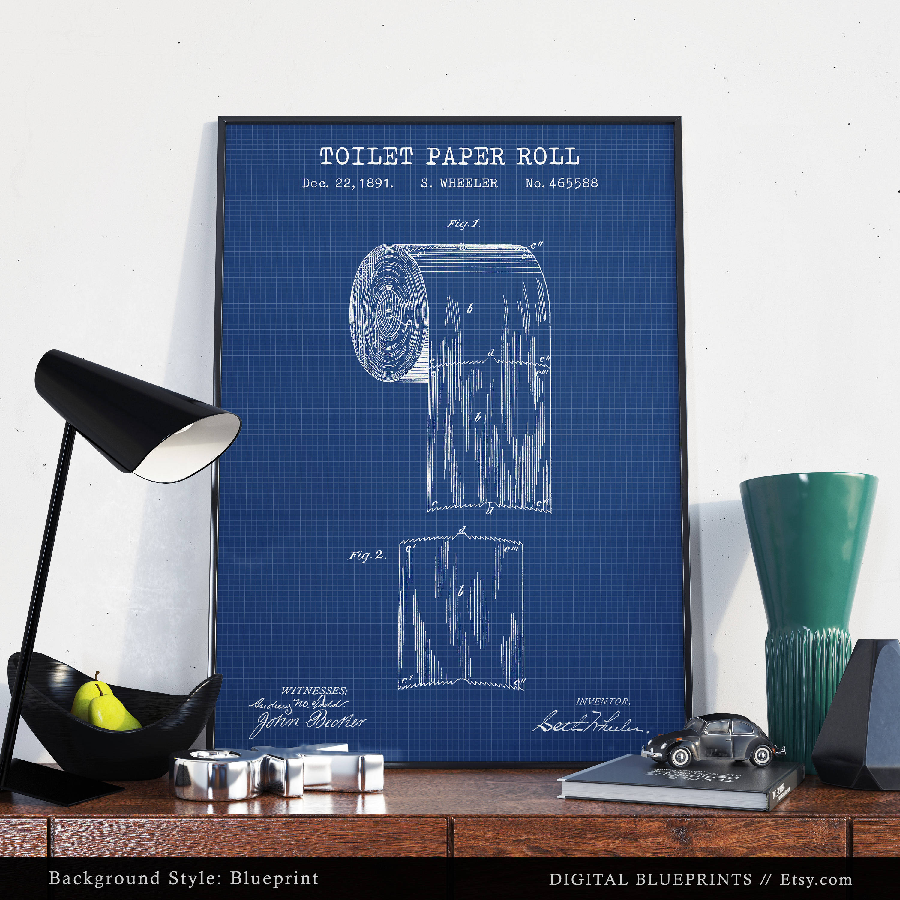 Toilet Paper Patent Print Bathroom Decor Blueprint Art Etsy