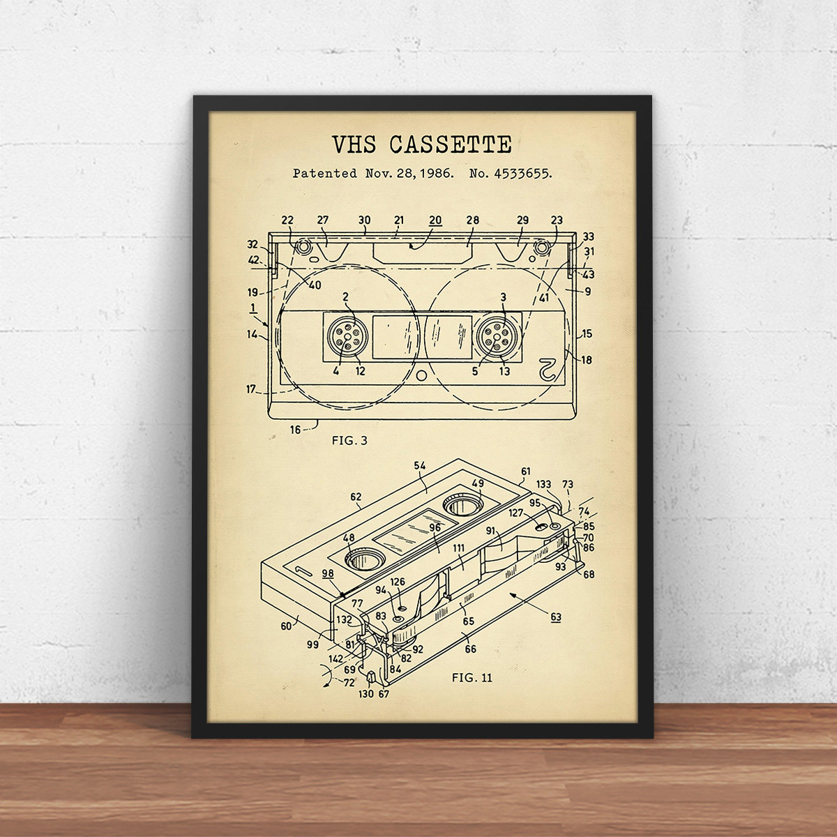 VHS ビデオ カセット特許プリント、ビデオ デザイン、ビンテージ