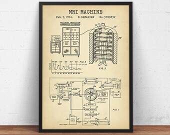 MRI Machine Patent Print Art, Magnetic Resonance Imaging, Radiology, Hospital Equipment, Doctor Office, Medical Wall Art, Lab Decor, Scanner
