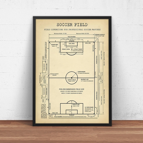 Soccer Field Blueprint Art Digital Download Soccer Poster Etsy