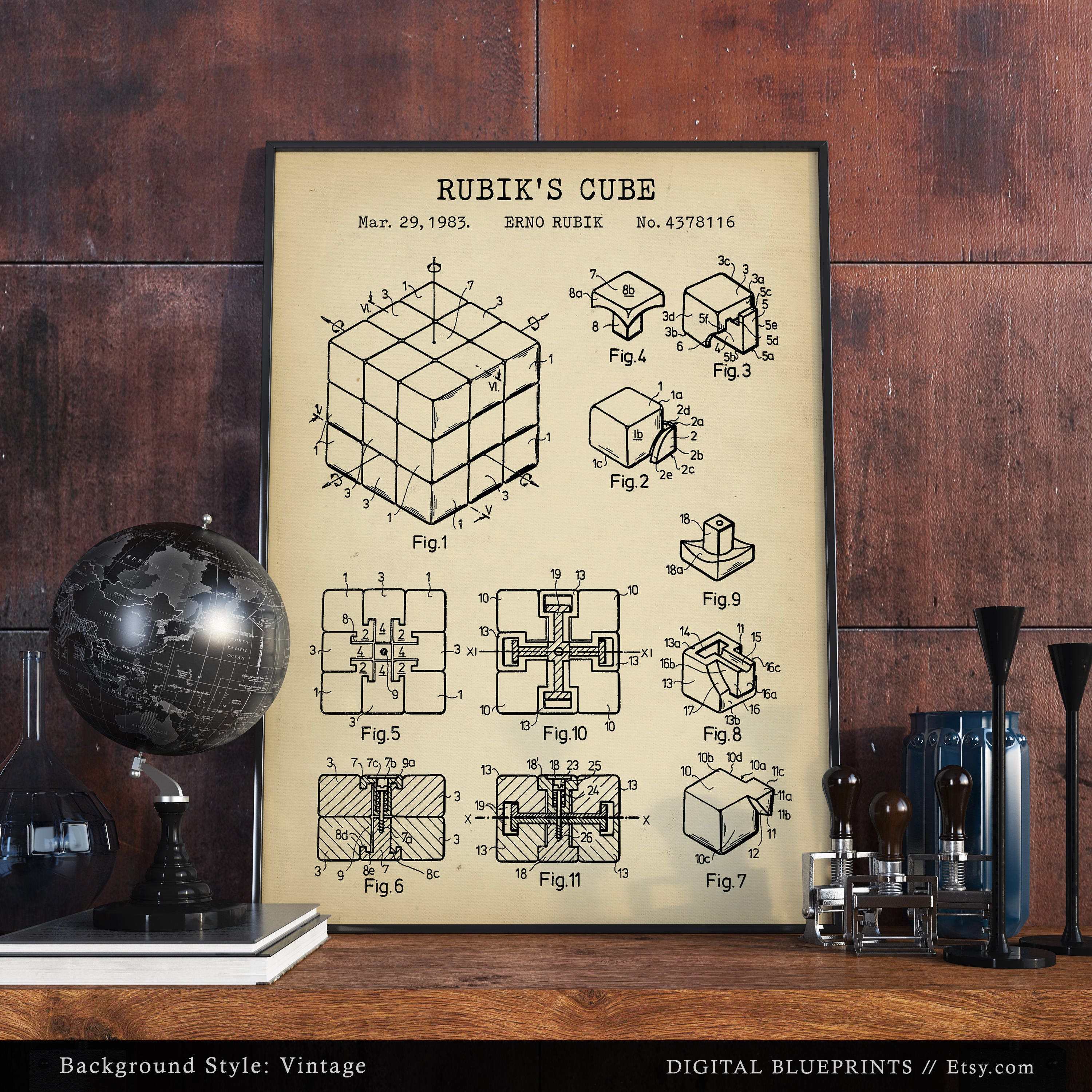 Ready to Print Ruics Cube Vintage #063 Instant Download Rubicks Cube Rubik/'s Cube Patent Print Poster Art