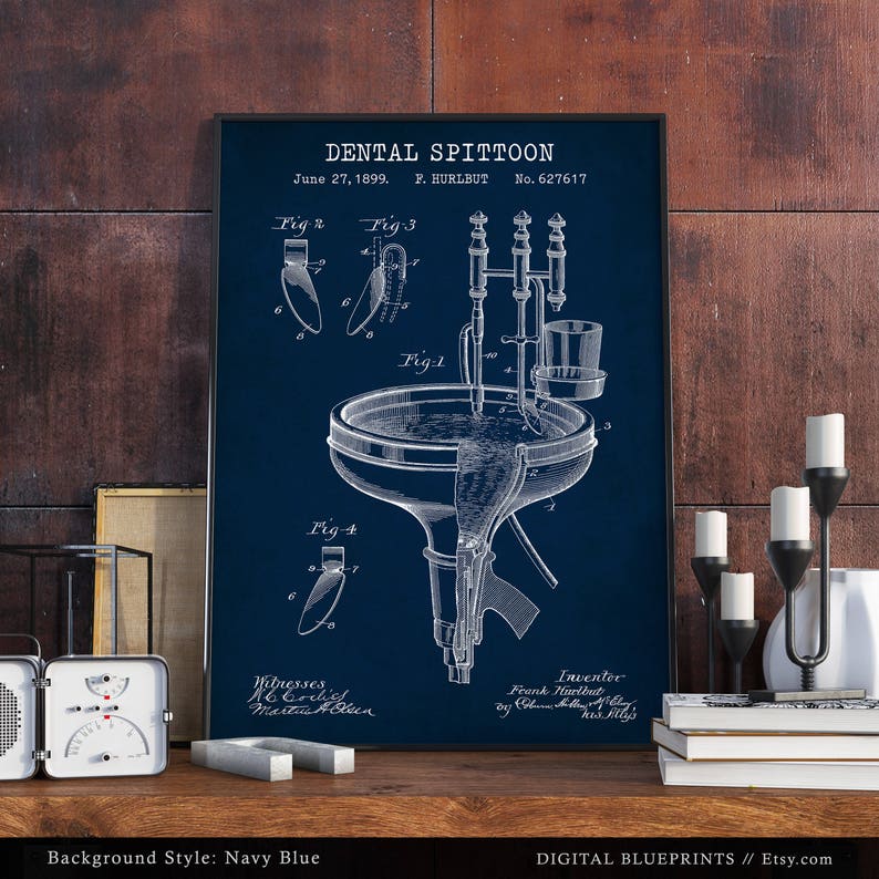 Dental Office Decor, Spittoon Patent Print, Dentist Fountain Poster Art ...
