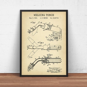 Welding Torch Patent Print,  Welding Wall Art, Welding Poster, Steampunk Art, Contractor Gifts Mechanic Poster Garage Decor