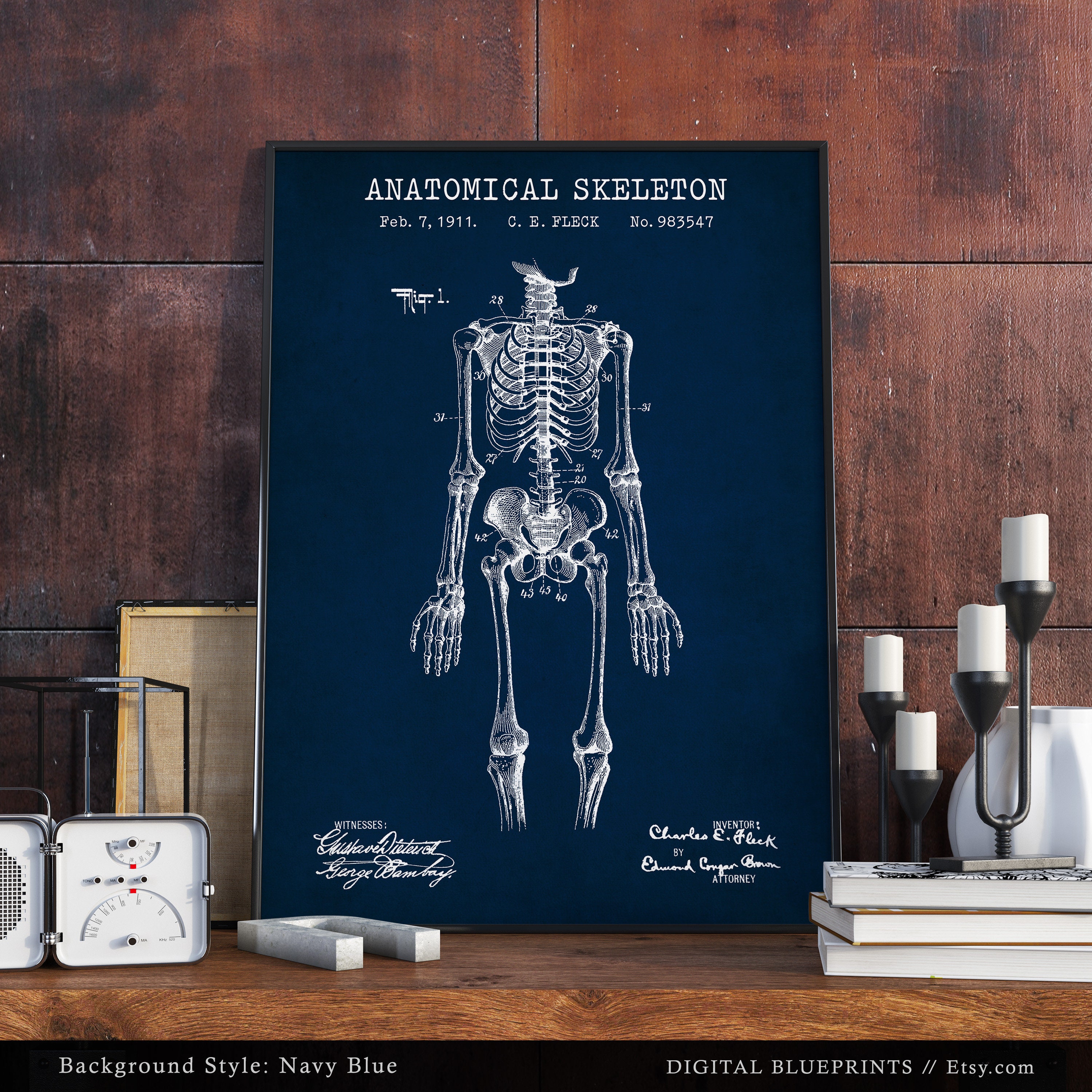 Vintage Anatomy Print, Human Skeleton Patent Poster, Doctor Gifts ...