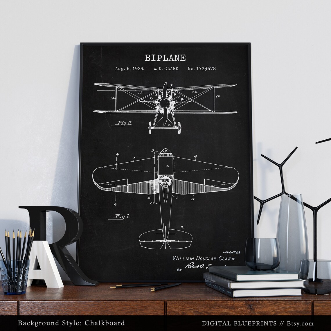 Airplane Patent Print, Staggered Aircraft Blueprint Art, Airfoil Design ...