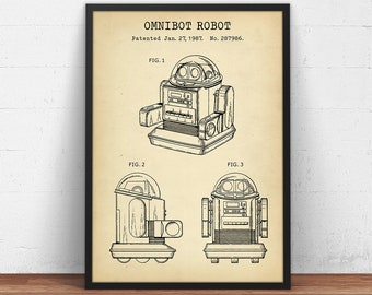 Omnibot Robot Patent Print,  Vintage Toy, Robot Poster Print, Retro Toys, Nursery Room Decor, Man Cave Wall Art, Gifts