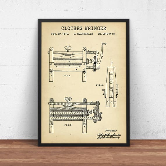 Laundry Decor Clothes Wringer Patent Print Digital Download Etsy