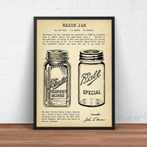 Einmachglas Patentdruck, Konservenwandkunst, Ball Mason Jar Poster Print, Oma Geschenke, Esszimmer, Küche, Restaurant, Bauernhausdekor
