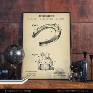 May include: Vintage style patent drawing for a horseshoe design. The drawing shows a horseshoe with a detailed illustration of the design. The patent information includes the date of November 8, 1898, the inventors' names Peter and John Hoppesch, and the patent number 613883.