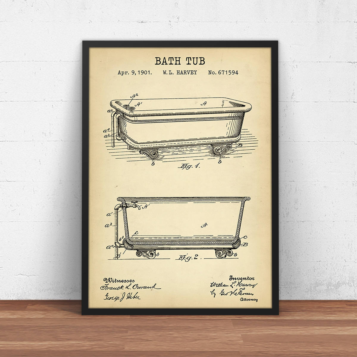 Bathroom Prints Bath Tub Patent Printable Bathroom Prints | Etsy