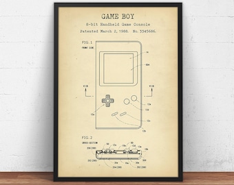 Nintendo Game Boy Patent Print,  Blueprint Art,  Kids Room Decor, Nintendo Fan Gifts, Game Room Wall Art, Gaming Decor