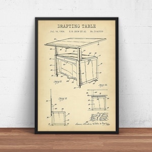 Architect Drafting Table Patent Print, Structural Engineer, Architecture Student, Drafting Technician, Interior Design, Wall Art Decor
