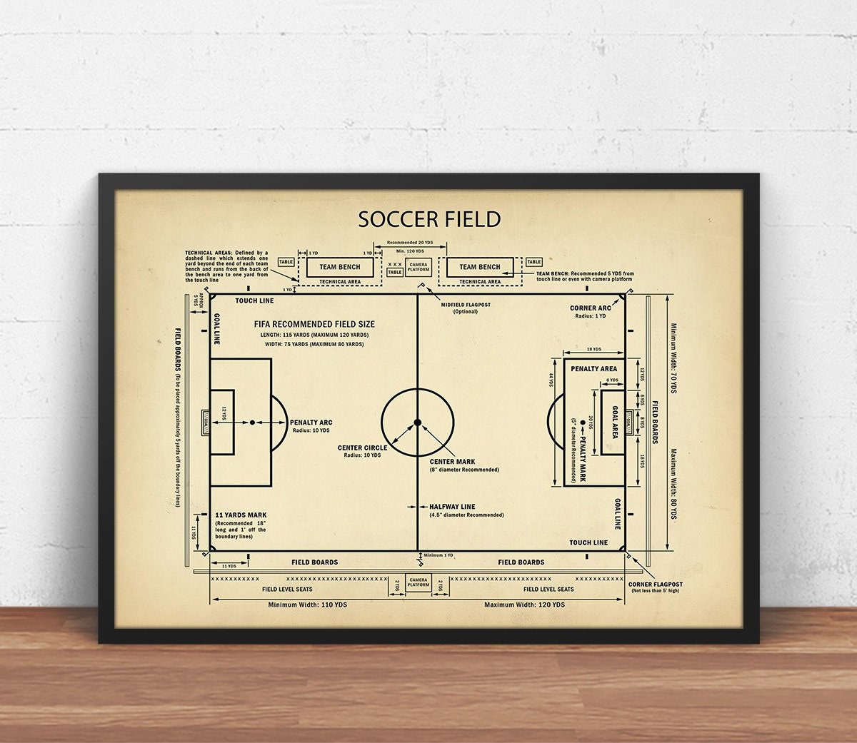 football field diagram with measurements