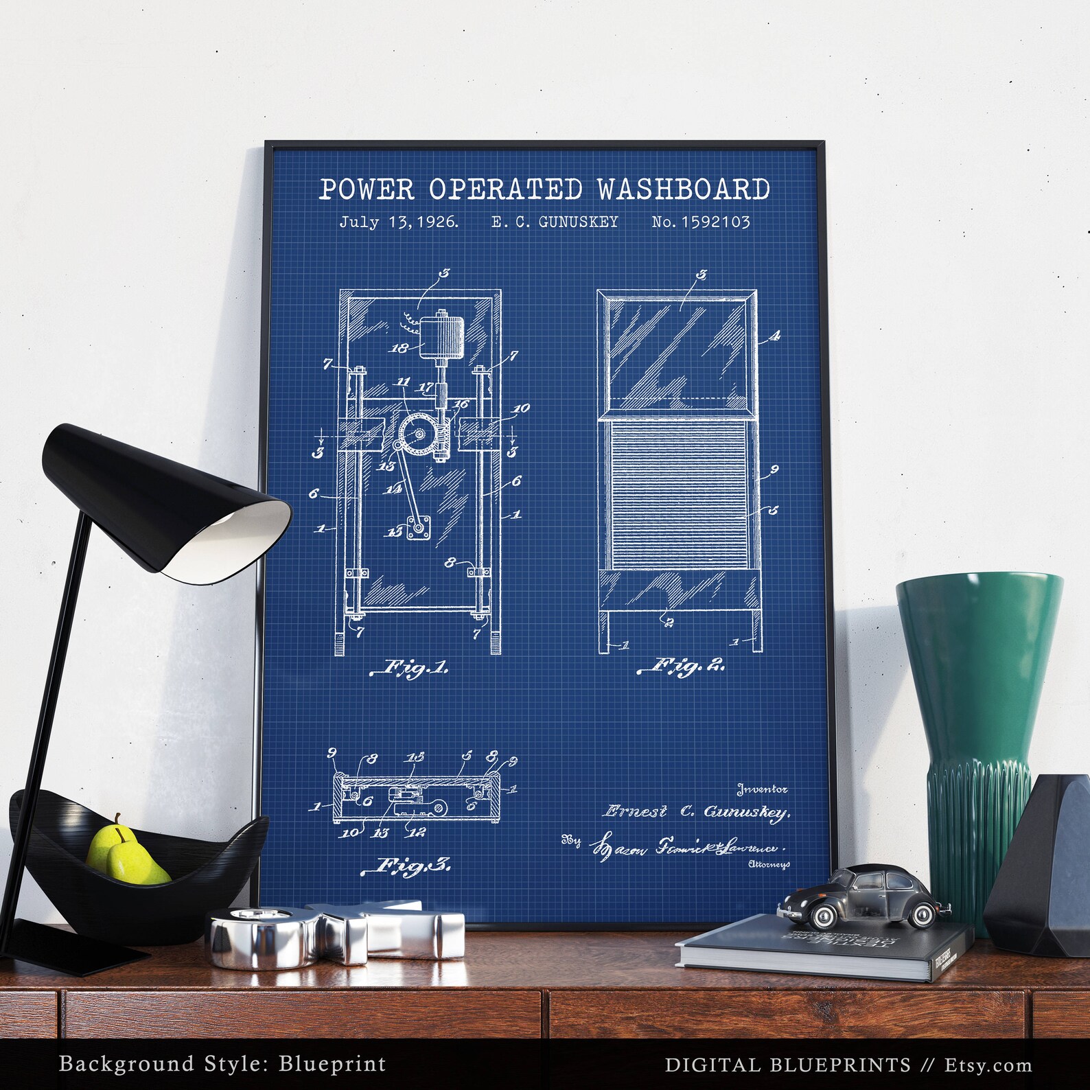 Laundry Room Wall Art Power Operated Washboard Patent Print Etsy
