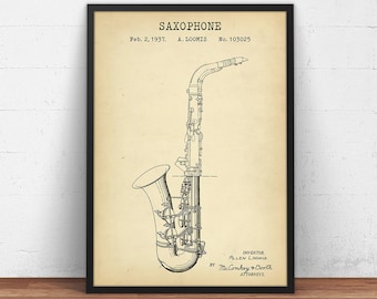 Saxophone Patent Print,  Music Room Decor, Band Art, Jazz Musician Gift, Sax Patent, Sax Art, Jazz, Music Teacher Gifts