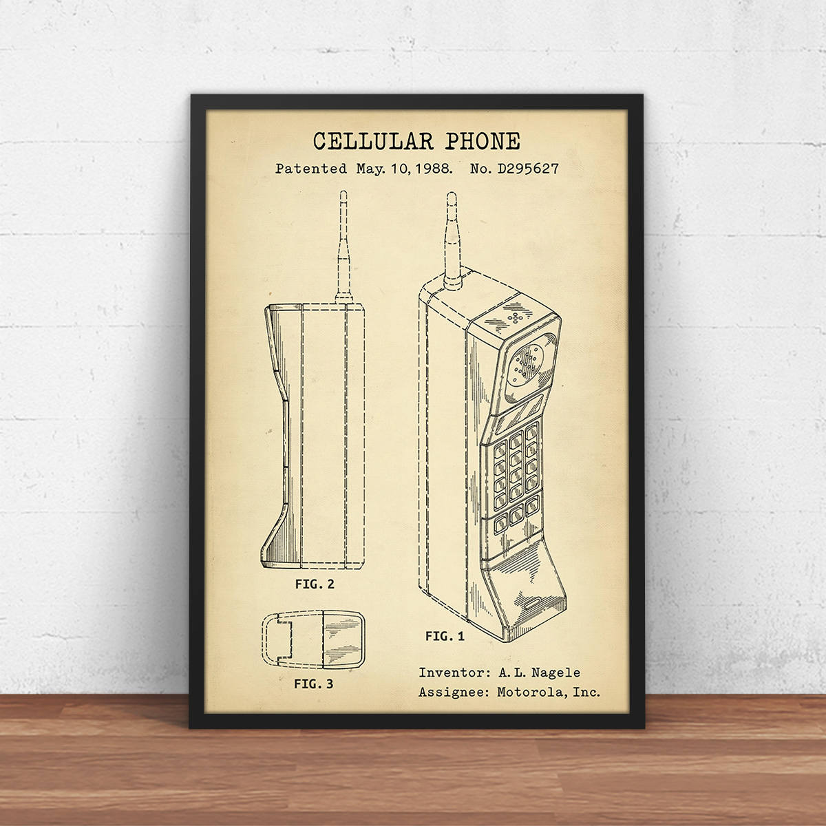 Motorola Cell Phone 1988 Patent Print, Motorola Mobile Phone