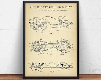 Veterinary Surgical Tray Patent Print, Vet Doctor Gifts, Veterinary Clinic Decor, Animal Care & Treatment, Veterinarian Wall Art, Surgery