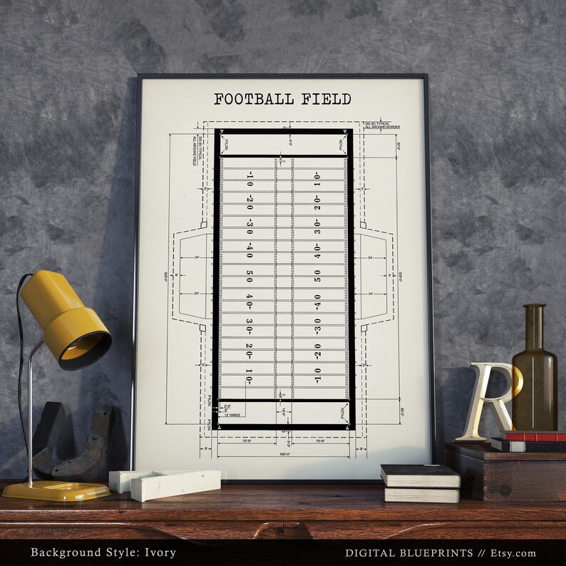 Football Field Diagram American Football Field Dimensions Etsy