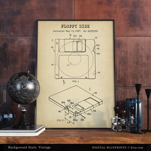 Floppy Disk Patent Print, Floppy Blueprint, Computer Decor, Technology Art, Retro Prints, Tech Gifts, Office Wall Art, IT image 4