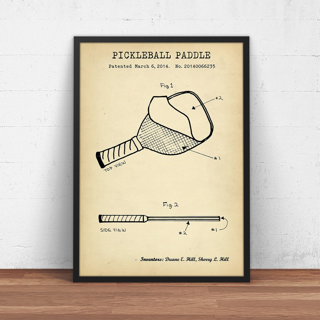 Pickleball Paddle Patent Print, Pickle Ball Poster, Racquet Sports
