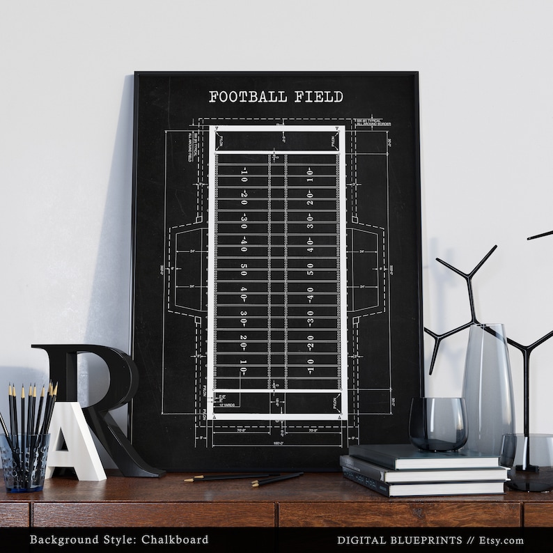 Football Field Diagram American Football Field Dimensions Etsy