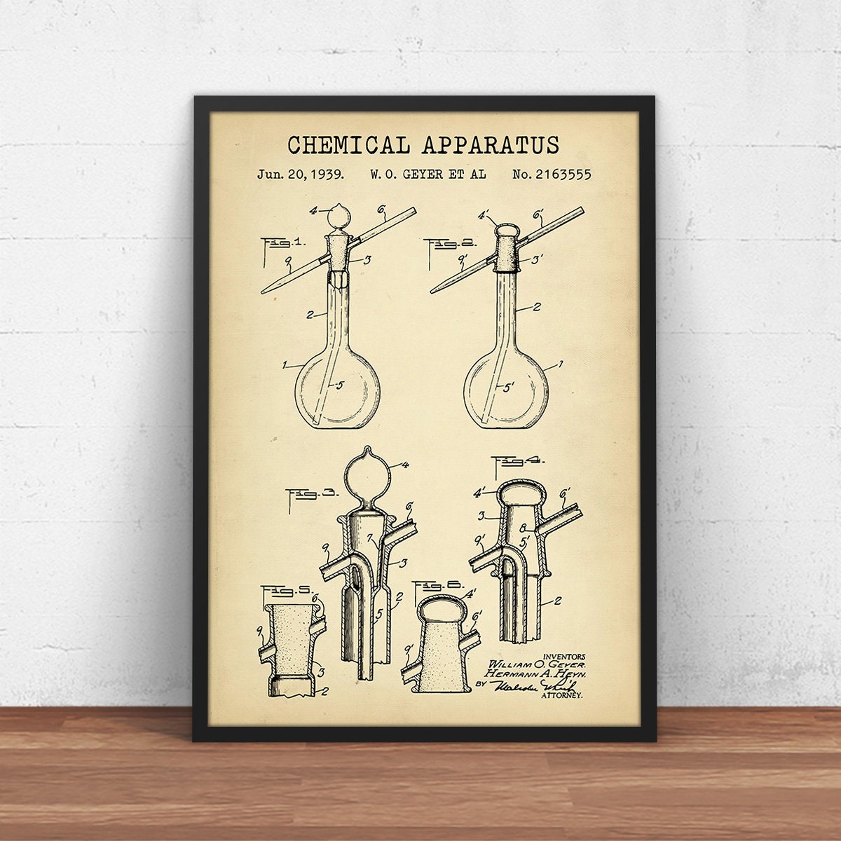 CHEMISTRYレコード Chemical Apparatus Patent Print, Classroom Wall Art, Test