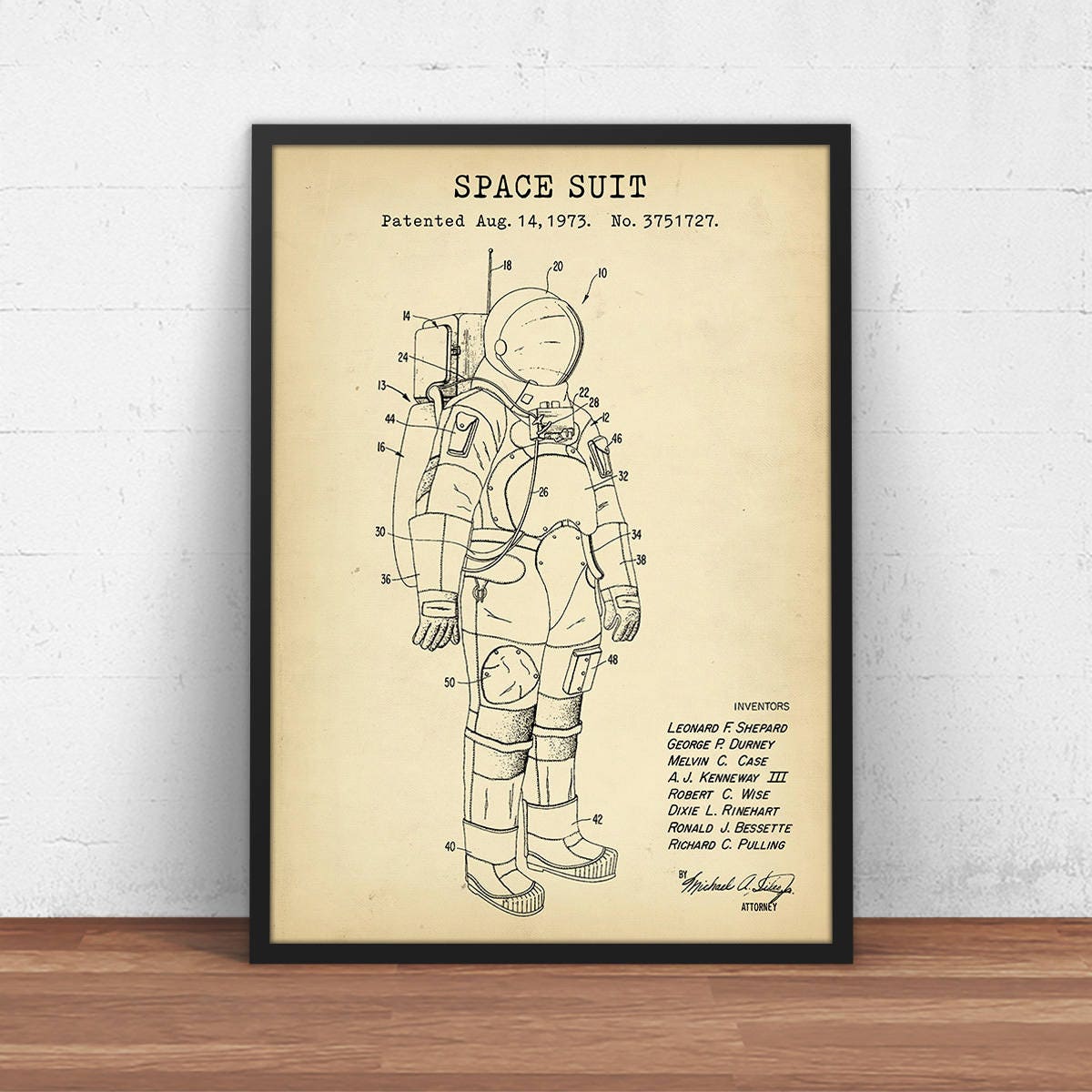 Space Suit 1973 Patent Art Print, NASA Poster, Apollo Space Program ...