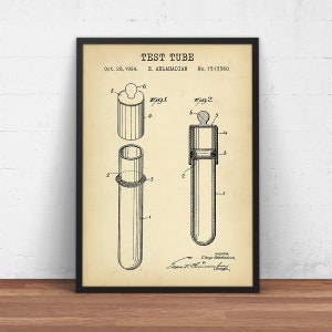 Test Tube Patent Print, Medical Art, Student Gifts, Chemistry Poster, Gift For Scientist, Doctor Wall Art, Nurse Decor,  Biology Teacher