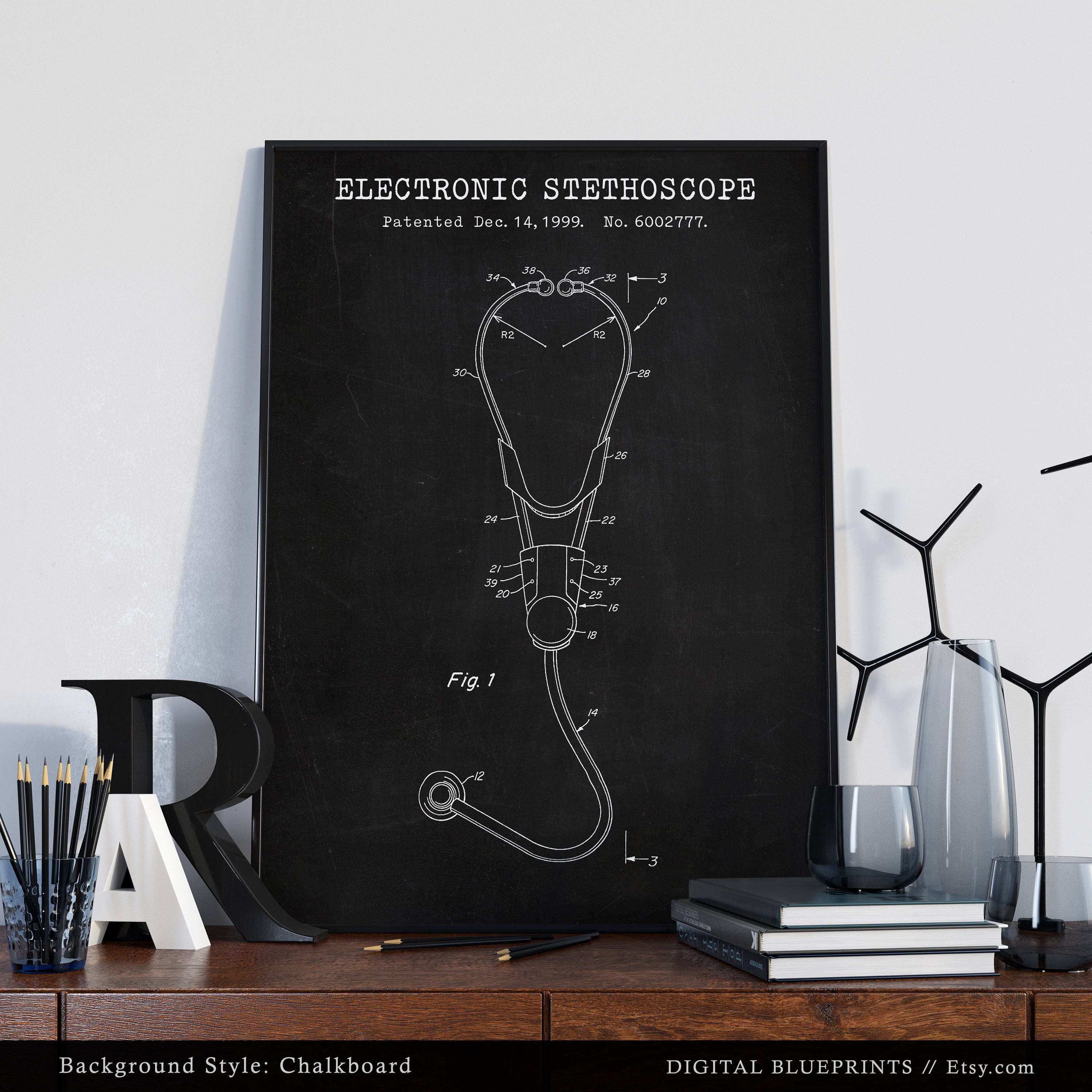 Stethoscope Patent Poster, Modern Stethoscope Poster, Stethoscope Print ...