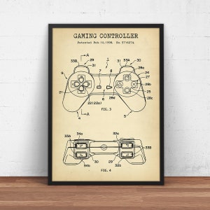 Gaming Controller Blueprint Art, Patent Prints,  Gamer Gifts, Game Room Decor, Gamepad Poster Wall Art, Video Game Joystick