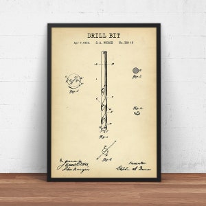 May include: A vintage patent drawing for a drill bit, dated April 7, 1863, and titled "Drill Bit". The drawing shows a detailed illustration of the drill bit, with various angles and close-ups. The patent number, 38119, is listed at the top, along with the inventor's name, Stephen A. Morse.