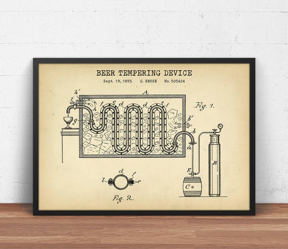Beer Wall Art Tempering Device Patent Print - Beer Wall Artwork Beer Wall Art Tempering Device Patent Print - Beer Wall Artwork