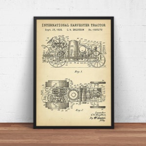 International Harvester Tractor Patent Print,  Tractor Blueprint, Farmhouse Decor, Farm Wall Art, Farmer Gifts, Agriculture