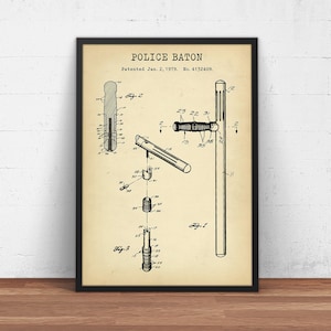Polizei Baton Patent Druck, Bürodeko, Cop&#39;s Club Poster, Polizist Geschenk, Strafverfolgung, Polizist Wand Kunst