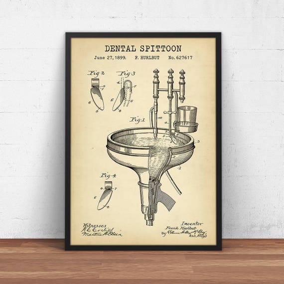 Dental Office Decor Spittoon Patent Print Dentist Fountain | Etsy