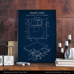 Floppy Disk Patent Print, Floppy Blueprint, Computer Decor, Technology Art, Retro Prints, Tech Gifts, Office Wall Art, IT image 6