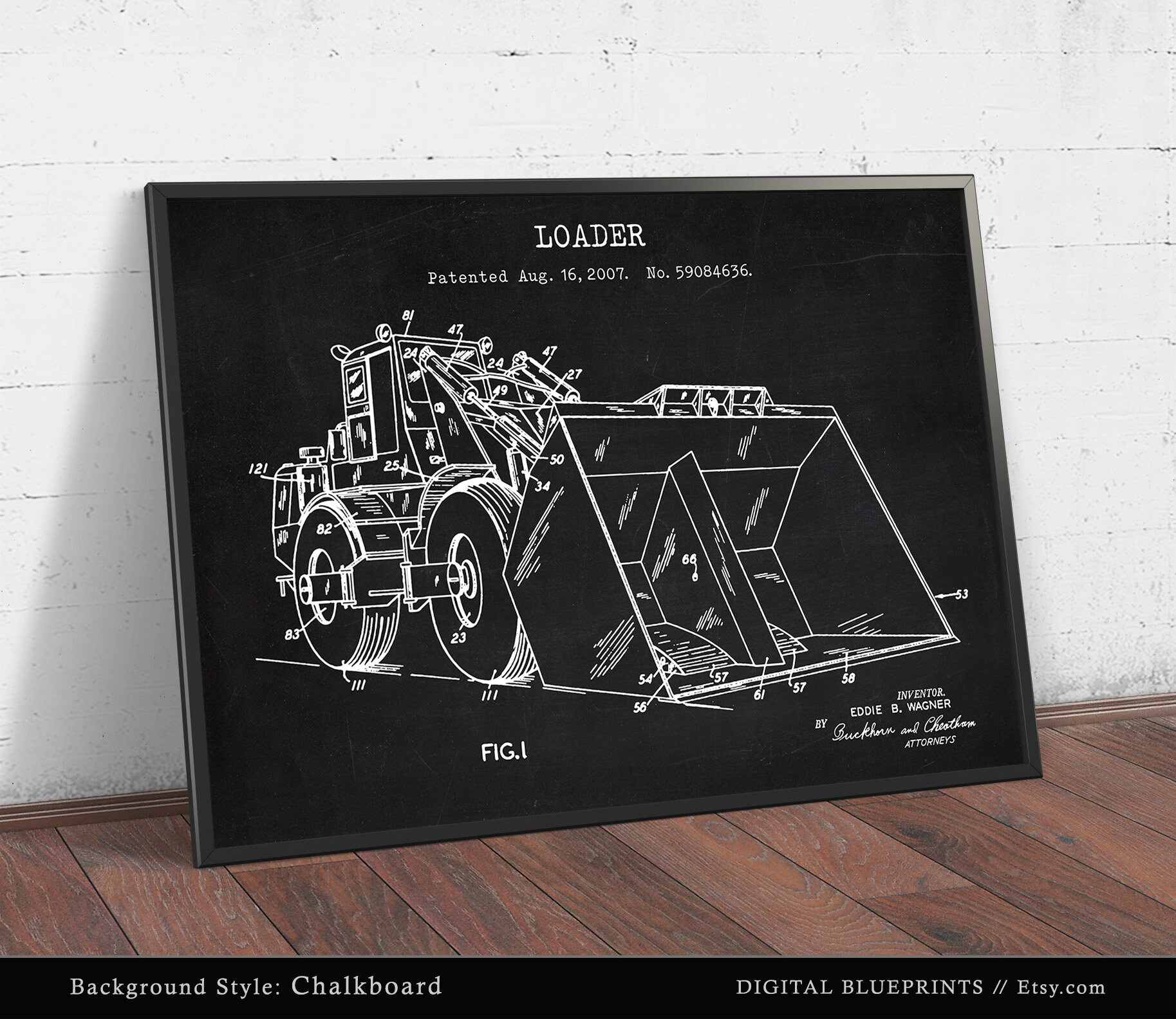 Loader Patent Print, Front End Loader Blueprint Art, Construction Decor ...