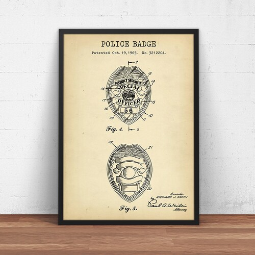 Police Badge Patent Print Office Decor Poster Cop Singapore - Police Badge Wall Decor Police Badge Patent Print Office Decor Poster Cop Singapore - Police Badge Wall Decor