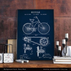 Bicycle Patent Print, Vintage Bike Poster Print, Bicycle Wall Art, Retro Bicycle Print, Bike Blueprint, Bicycle Decor image 6