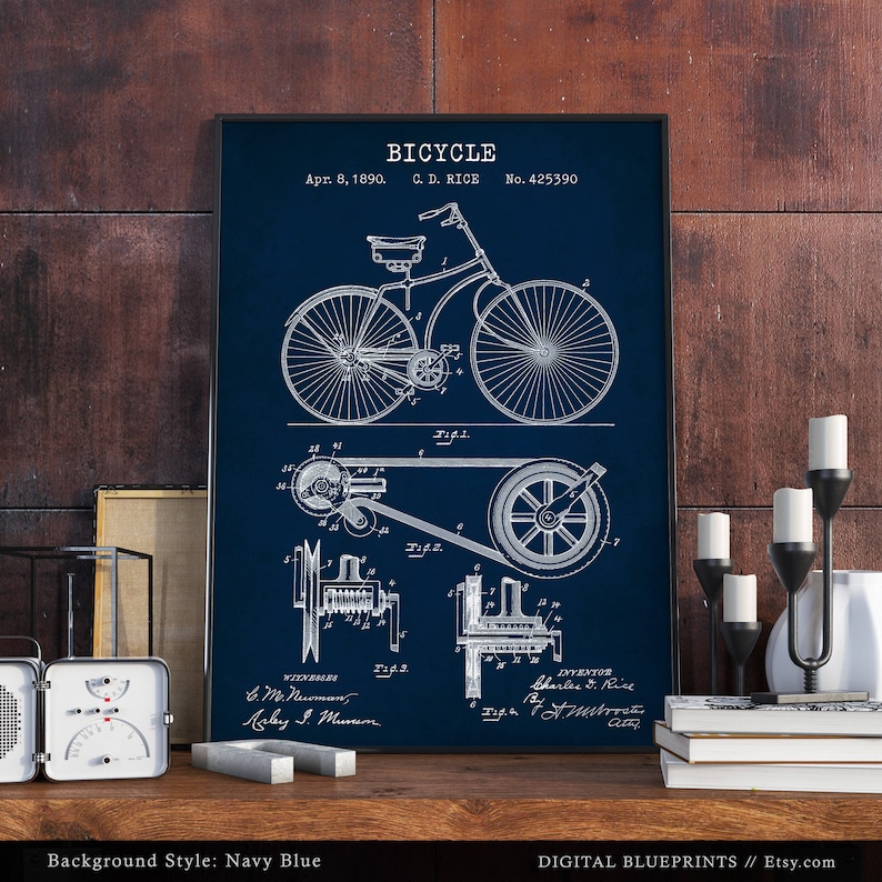 Bicycle Patent Print, Vintage Bike Poster Print, Bicycle Wall Art, Retro Bicycle Print, Bike Blueprint, Bicycle Decor image 6