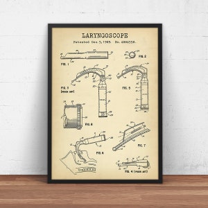 Laryngoscope Patent Print,  Healthcare Wall Art, Doctor Decor, Laryngoscopy Design, Medical Equipment, Anesthetician EMT