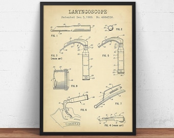 Laryngoscope Patent Print,  Healthcare Wall Art, Doctor Decor, Laryngoscopy Design, Medical Equipment, Anesthetician EMT